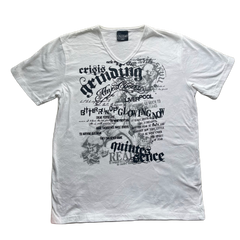 White & Black Lettering Graphic V-Neck