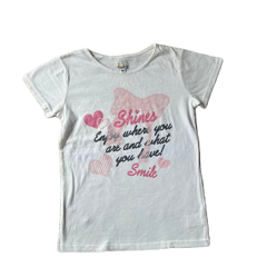 Mudd White & Pink Ribbon Lettering Glitter Baby Tee