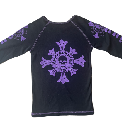 Black & Purple Angel Skull Graphic Long Sleeve