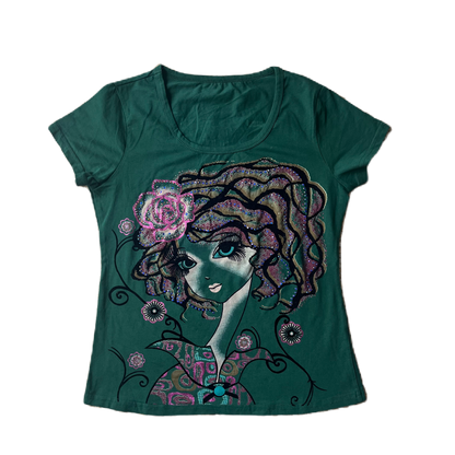 Dark Green Manba Glitter Baby Tee