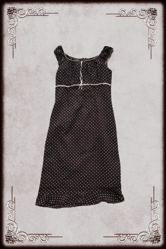 Brown & White Dotted Ribbon Dress
