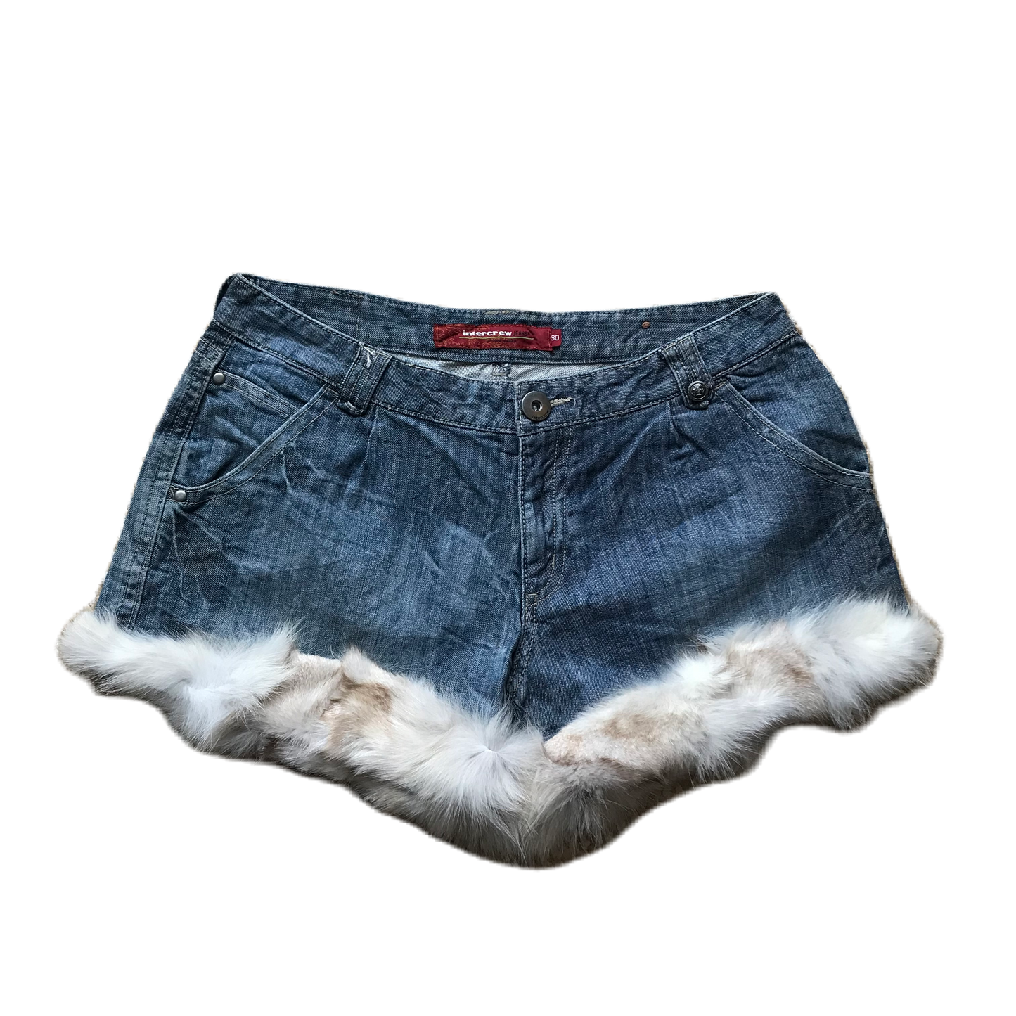 Light Off White Fur Trim Denim Shorts