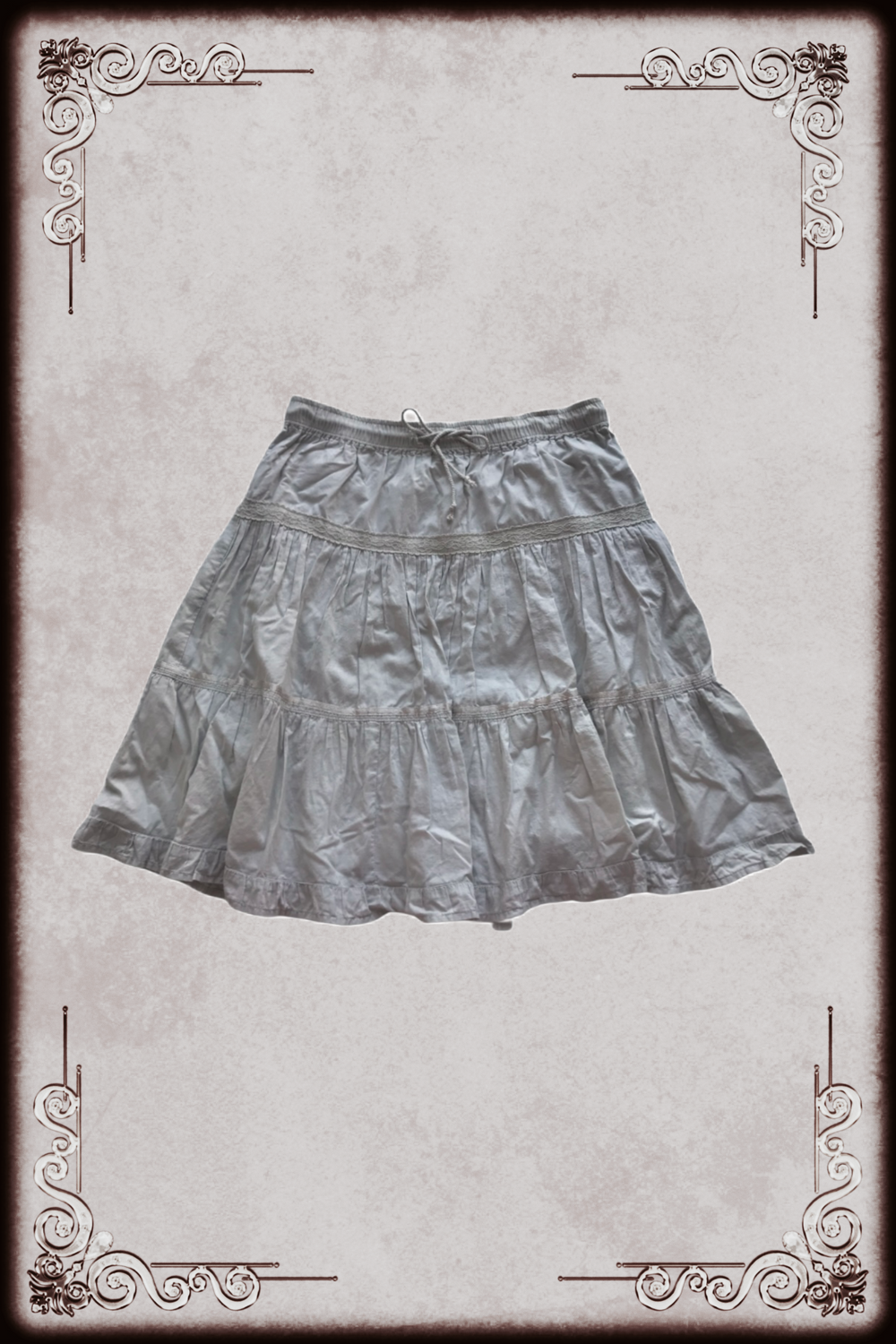 Grey Lace Trim Mid Length Skirt