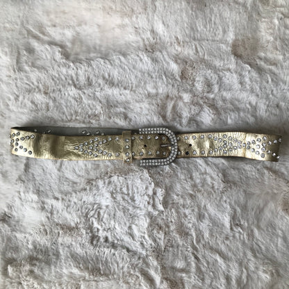 Gold & Silver Rhinestone Leather Belt