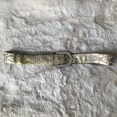 Gold & Silver Rhinestone Leather Belt