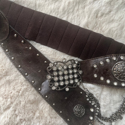 Brown & Silver Statement Rhinestone Chain Belt