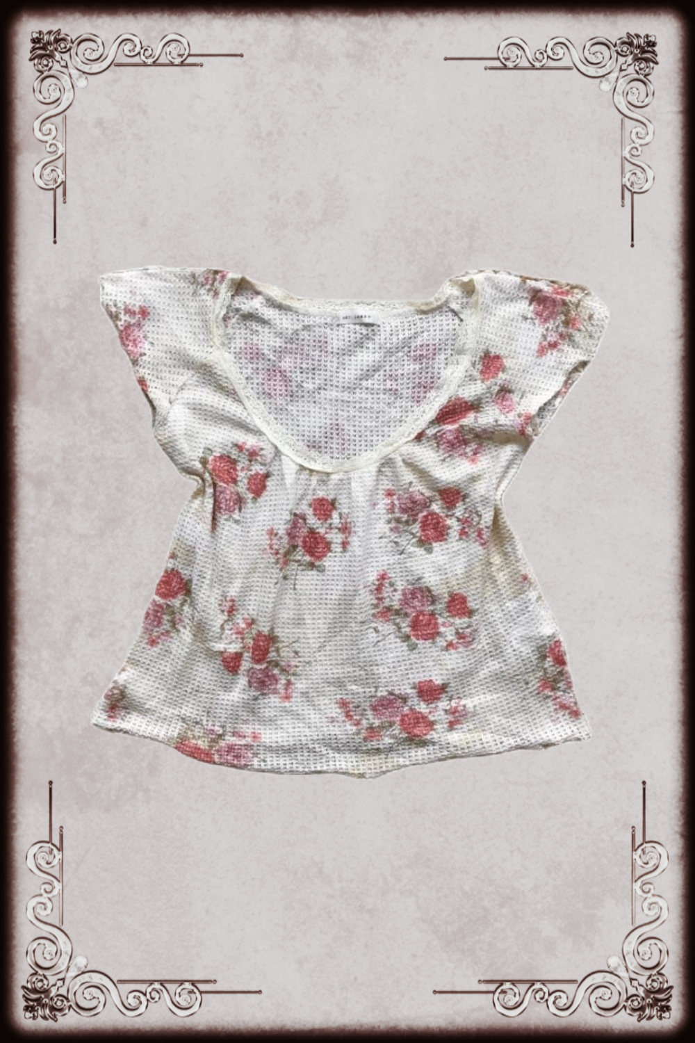 White Textured Floral Top