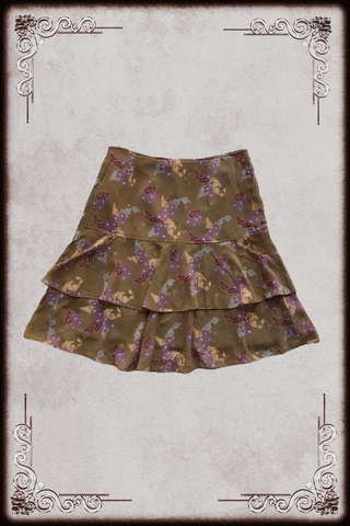 Light Brown Purple Flower Midi Skirt