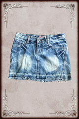 Light Wash Whiskered Denim Skirt