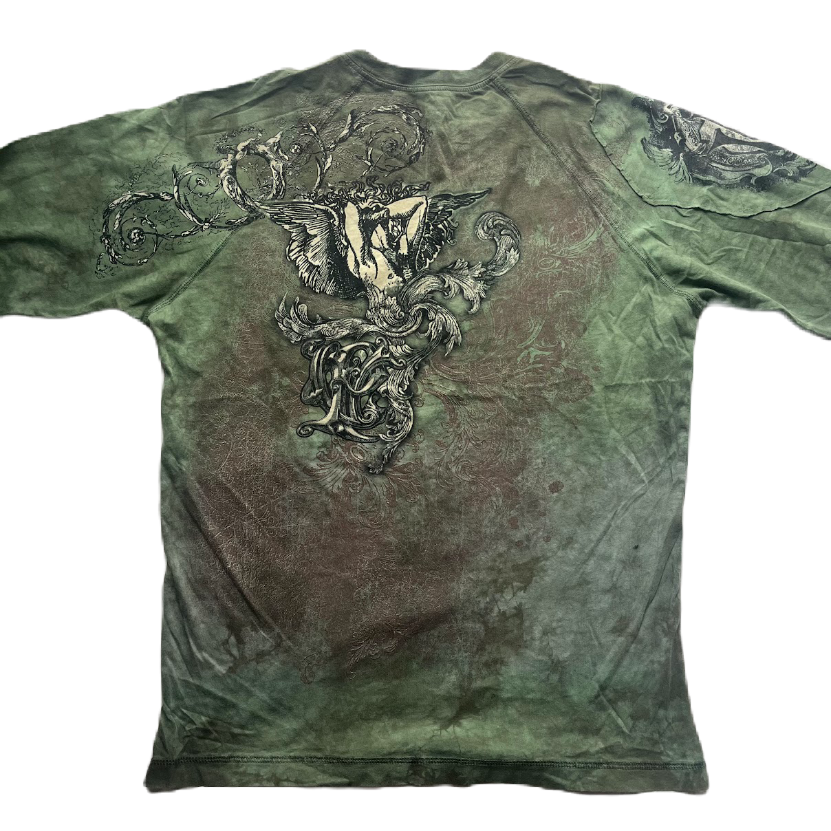Green Tie-Dye Graphic Print Long Sleeve