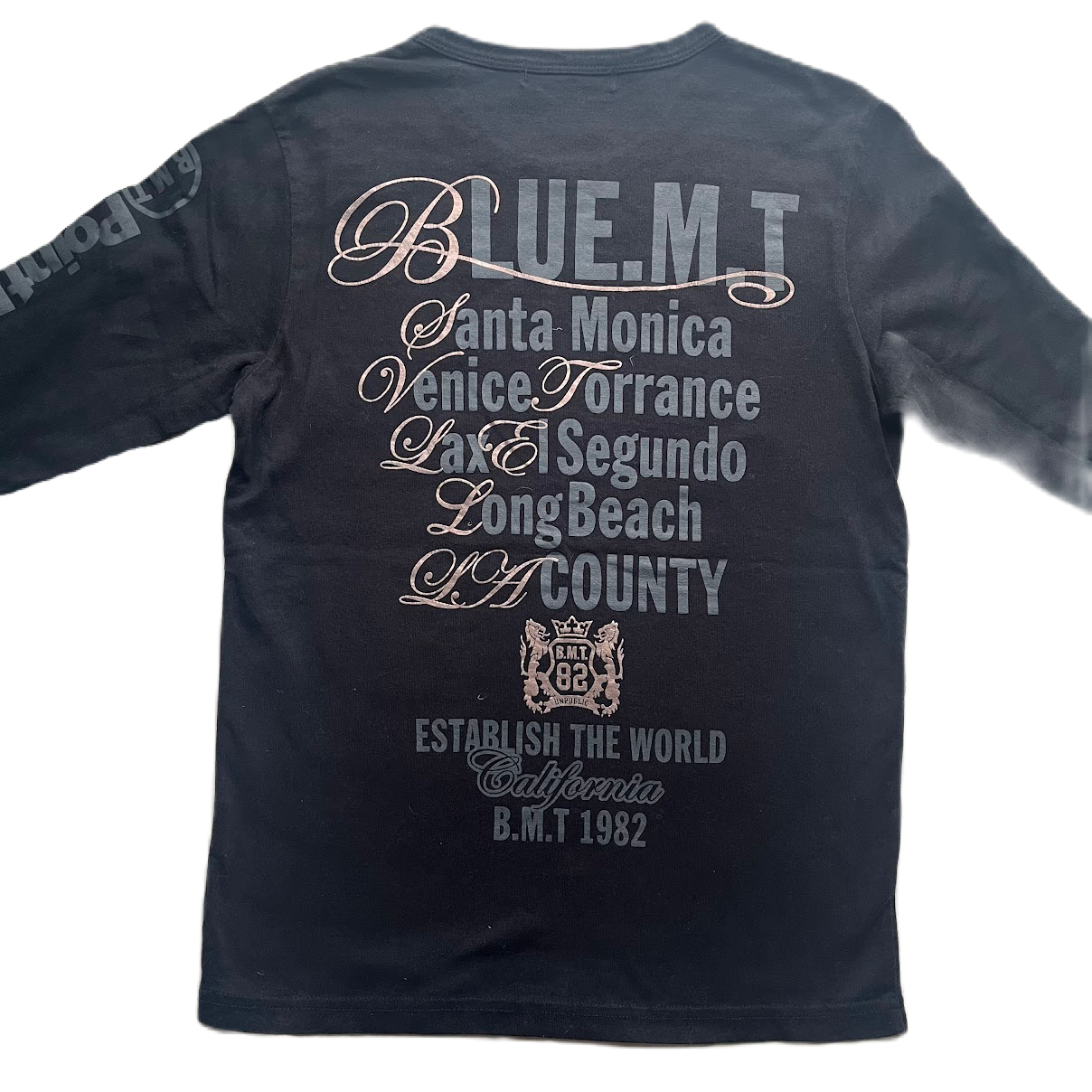 Black Grey & Muted Gold Shiny Lettering Print Long Sleeve