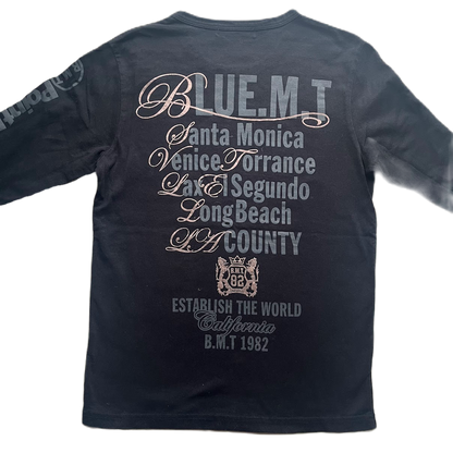 Black Grey & Muted Gold Shiny Lettering Print Long Sleeve