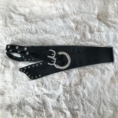 Black Rhinestone Statement Belt