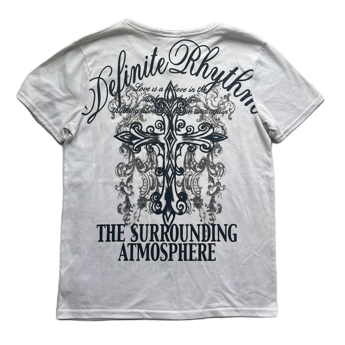 Sorridere White V-neck Black & Silver Glitter Rinestone Graphic