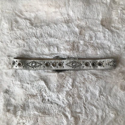 Silver Leather Rhinestone Belt