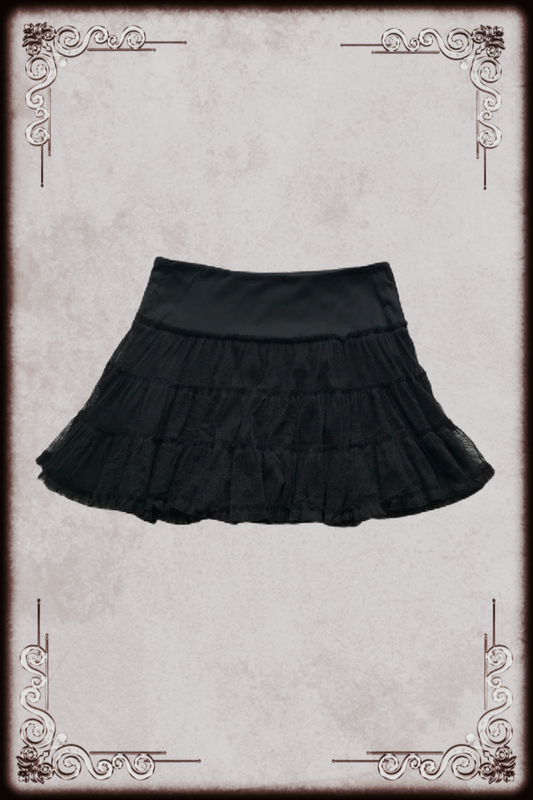 Colza Shimmery Black Layered Skirt