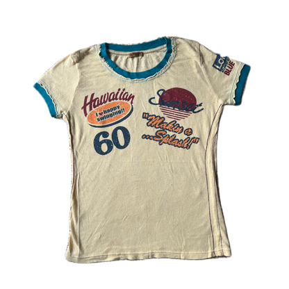 Light Yellow Surf Print Baby Tee