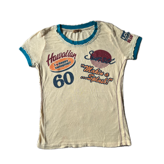 Light Yellow Surf Print Baby Tee