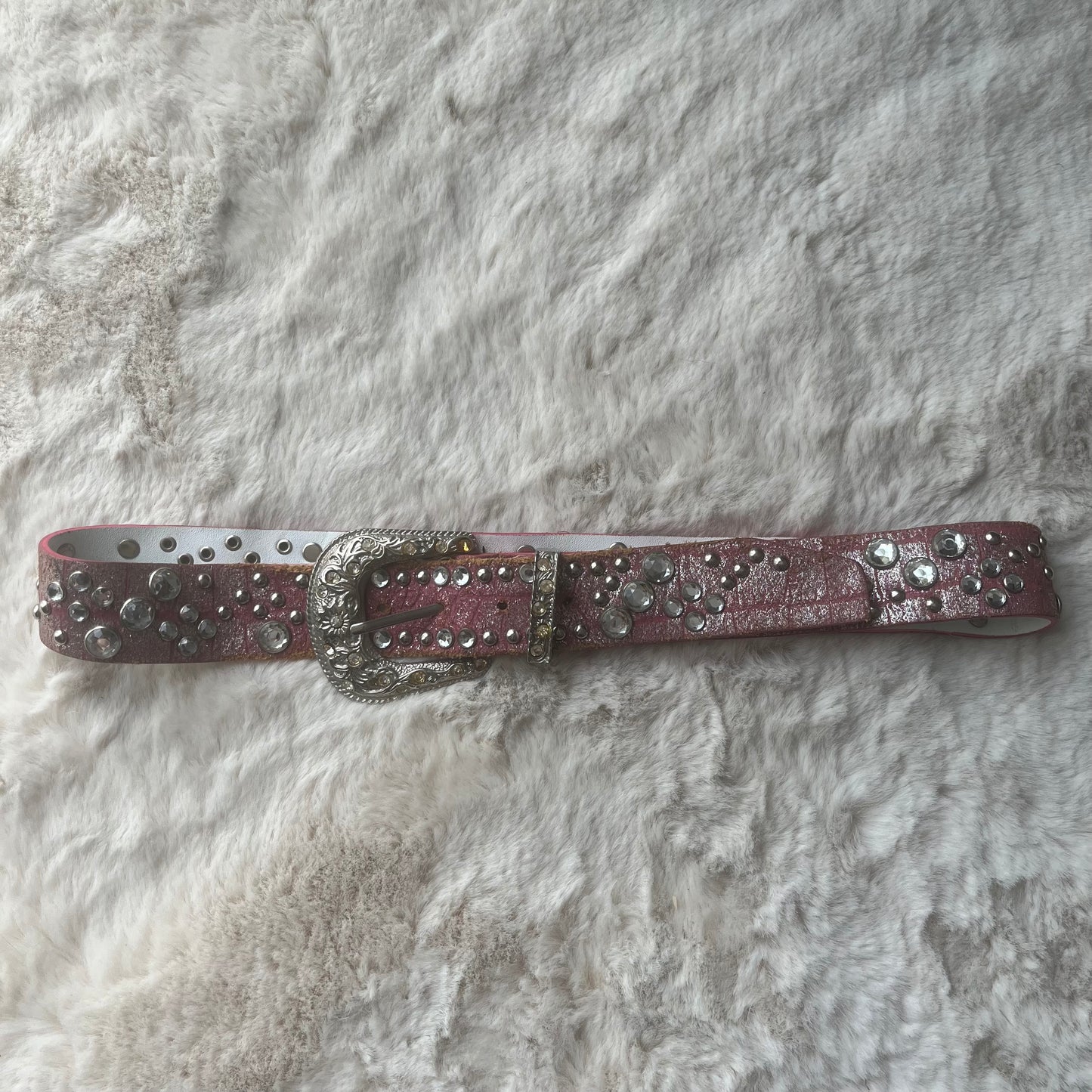 Light Pink Distressed Glitter Belt