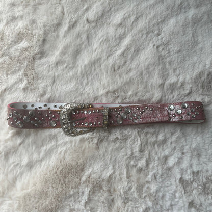 Light Pink Distressed Glitter Belt
