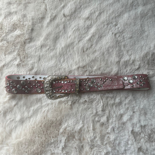 Light Pink Distressed Glitter Belt