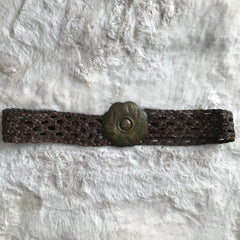 Brown Woven Brass Flower Buckle Belt