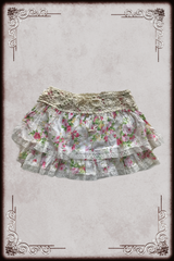 Crochet Waist White & Pink Floral Skirt