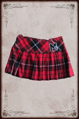 Red Varsity Plaid Pleated Mini Skirt