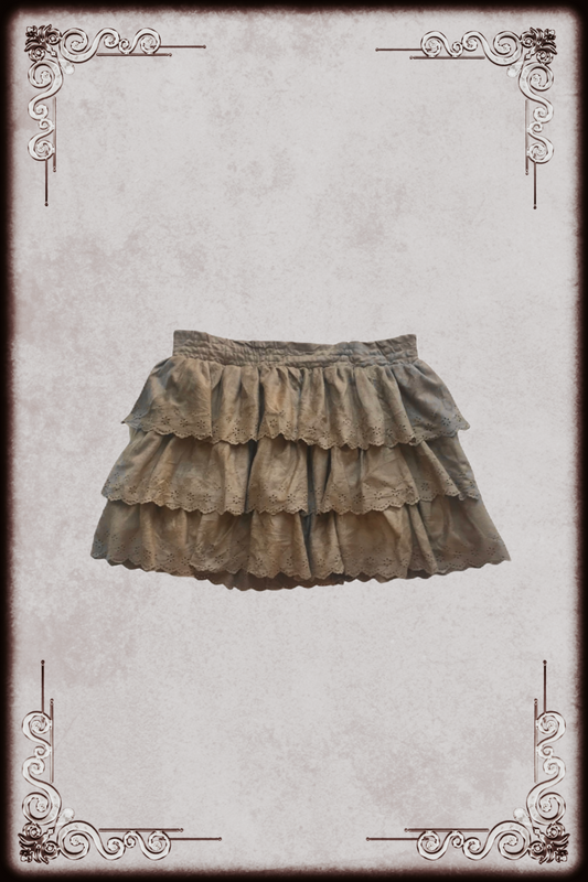 Light Brown Faux Suede Eyelet Skirt