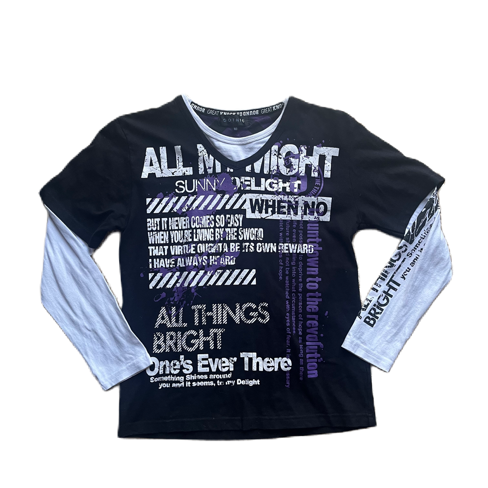 Black & Purple Faux Layer Longsleeve Tee