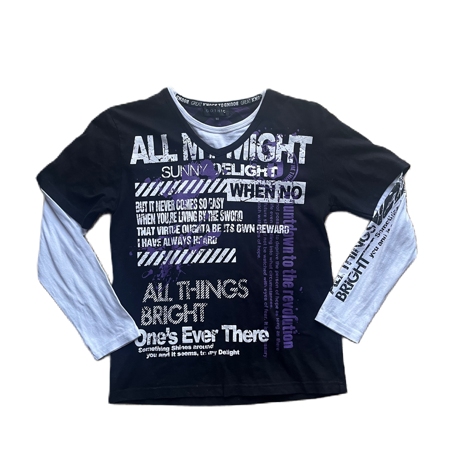 Black & Purple Faux Layer Longsleeve Tee