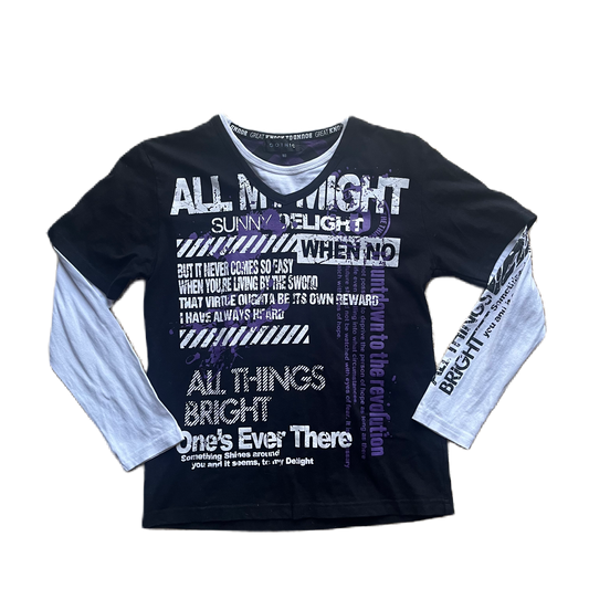 Black & Purple Faux Layer Longsleeve Tee