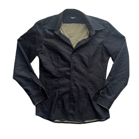 Tornado Mart Black x Gold Shiny Button Down Shirt