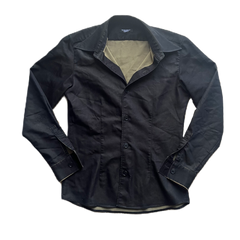 Tornado Mart Black x Gold Shiny Button Down Shirt
