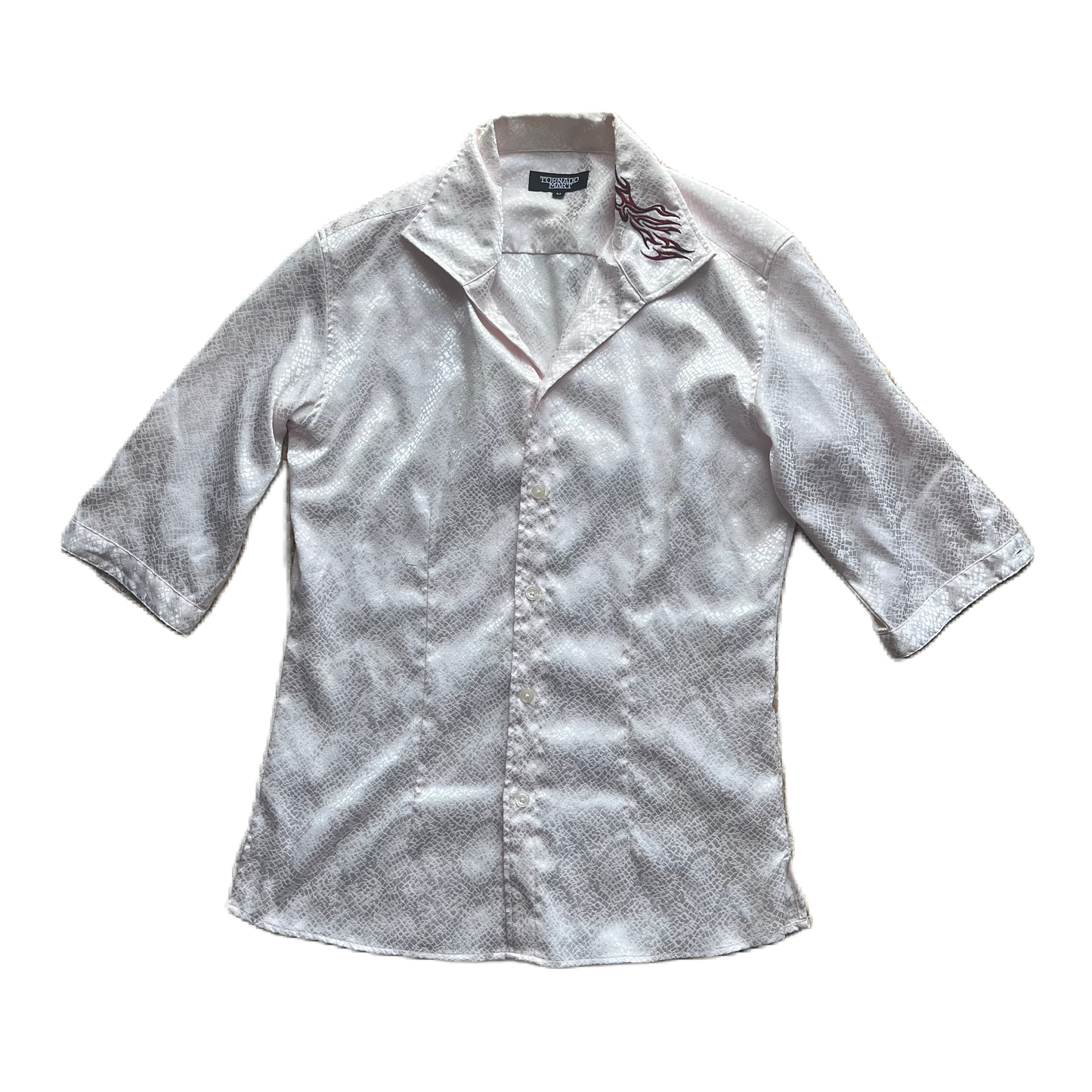 Tornado Mart Light Pink Alligator Print x Tribal Motif Half Sleeve Shirt