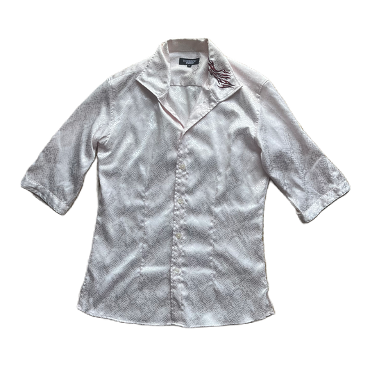Tornado Mart Light Pink Alligator Print x Tribal Motif Half Sleeve Shirt