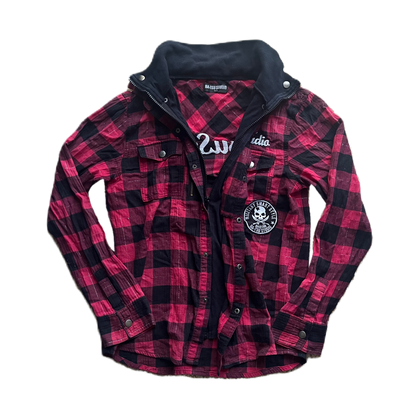 Ba-tsu Studio Faux Layer Red & Black Plaid Zip Jacket