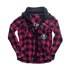Ba-tsu Studio Faux Layer Red & Black Plaid Zip Jacket