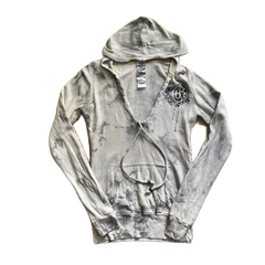 Crash & Burn Grey Tie-Dye Rhinestone Zip Jacket
