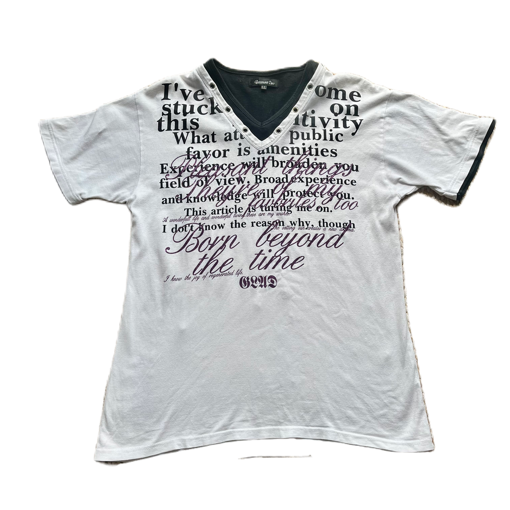 White & Purple Glitter Print Lettering Tee