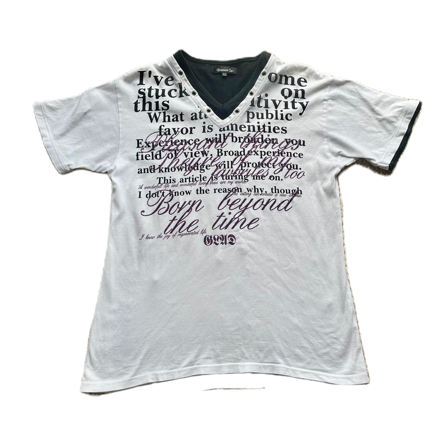 White & Purple Glitter Print Lettering Tee