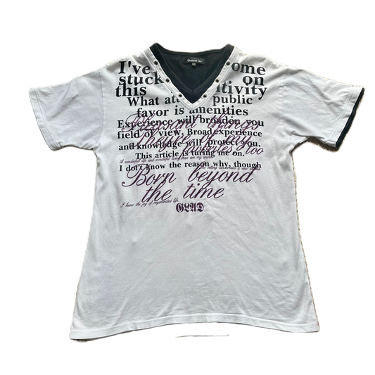 White & Purple Glitter Print Lettering Tee