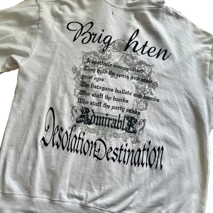 White & Black Rhinestone Back Lettering Zip Hoodie