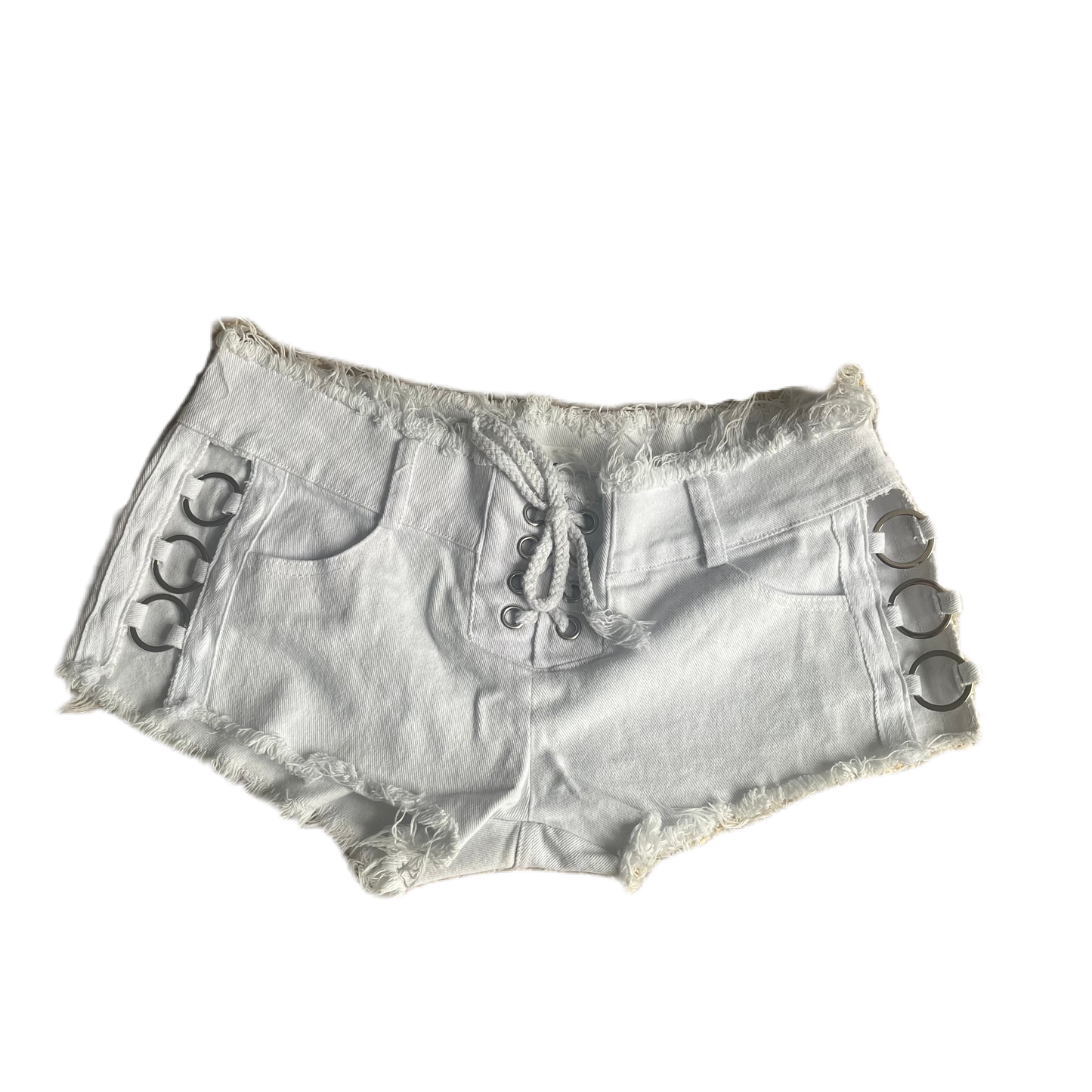White Lace Up Shorts