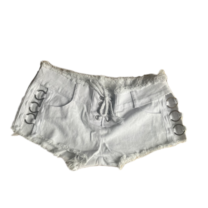 White Lace Up Shorts