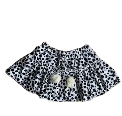 Black/White Pompom Dalmatian Print Skirt
