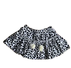 Black/White Pompom Dalmatian Print Skirt