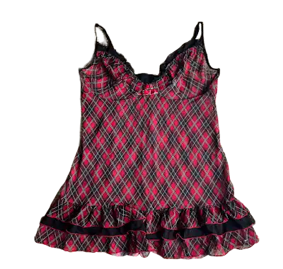 Red/Black Plaid Babydoll Long Cami