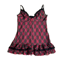 Red/Black Plaid Babydoll Long Cami