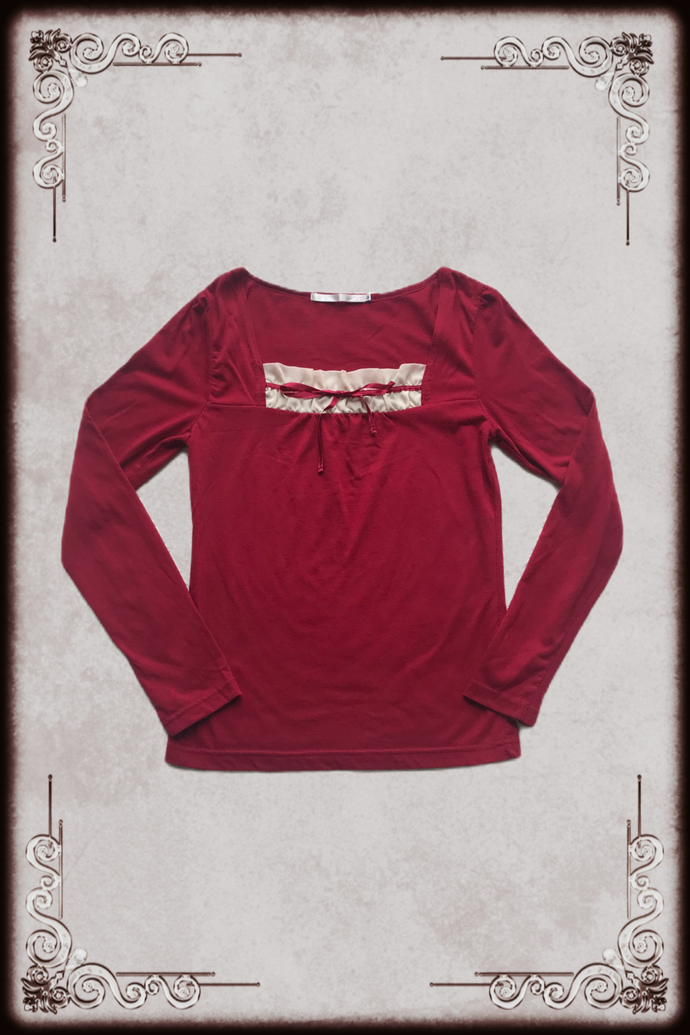 Red Ruffle Collar Long Sleeve